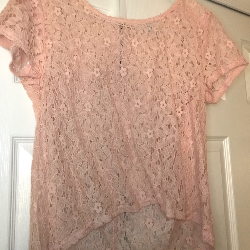 Sheer flowered pink shirt